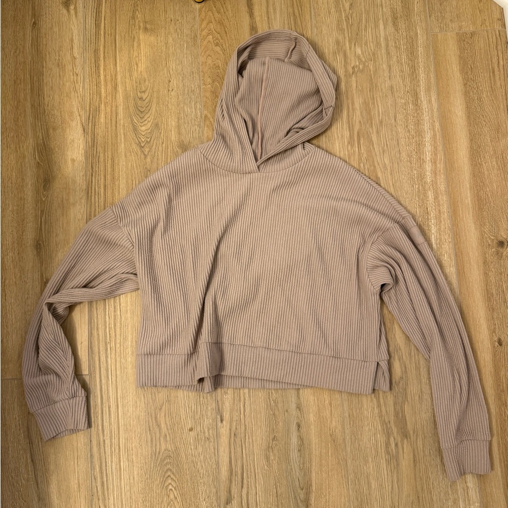 ALO Women's Tan Ribbed Hoodie